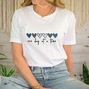 One Day At A Time Shirt, Cute Hearts Shirt, Mental Health Awareness Shirt 137